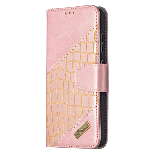 For Samsung Galaxy A52 5G Matching Color Crocodile Texture Horizontal Flip PU Leather Case with Wallet & Holder & Card Slots(Rose Gold) by buy2fix