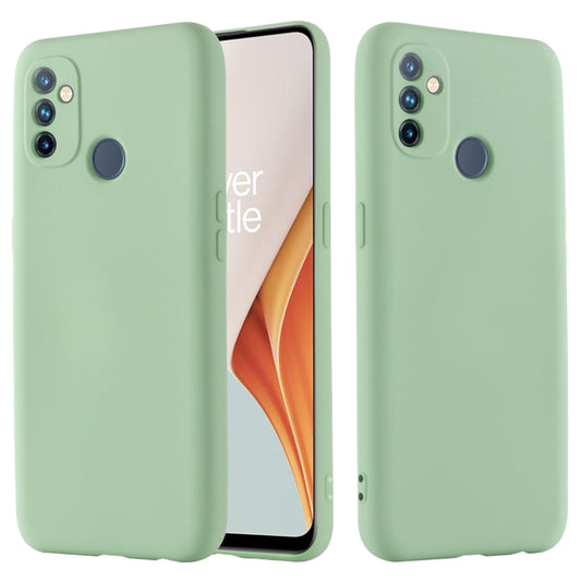 For OnePlus Nord N100 Pure Color Liquid Silicone Shockproof Full Coverage Case(Green) by buy2fix