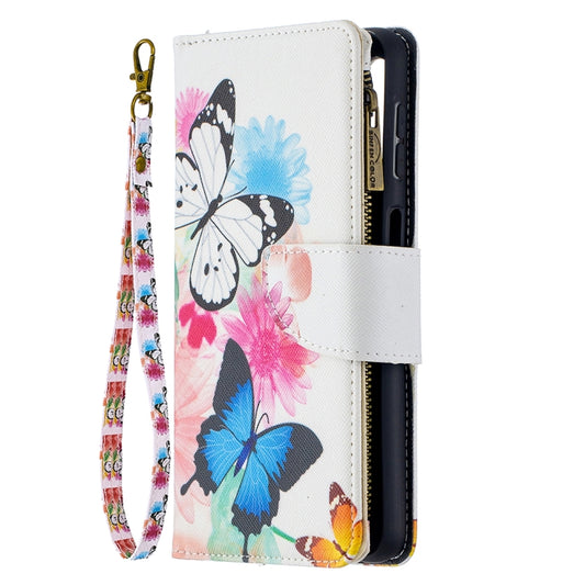 For Samsung Galaxy A32 5G Colored Drawing Pattern Zipper Horizontal Flip Leather Case with Holder & Card Slots & Wallet(Two Butterflies) by buy2fix