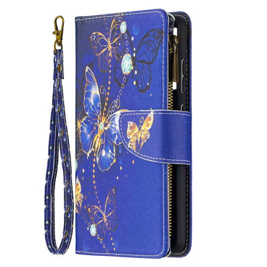 For Samsung Galaxy A52 5G / 4G Colored Drawing Pattern Zipper Horizontal Flip Leather Case with Holder & Card Slots & Wallet(Purple Butterfly) by buy2fix