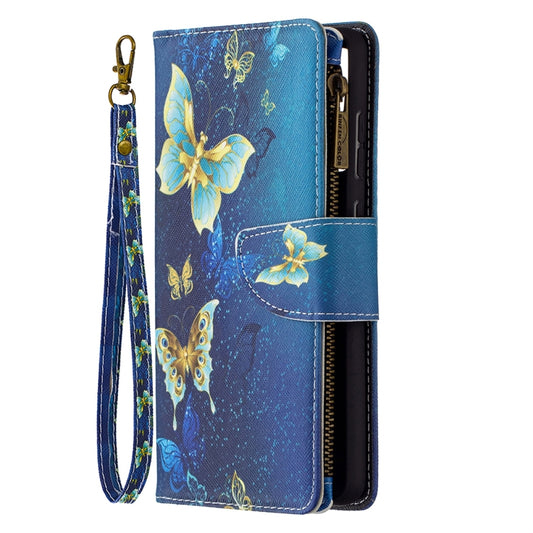 For Samsung Galaxy A72 5G / 4G Colored Drawing Pattern Zipper Horizontal Flip Leather Case with Holder & Card Slots & Wallet(Gold Butterfly) by buy2fix