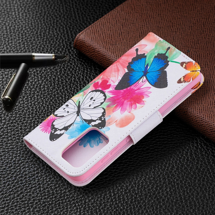 For Samsung Galaxy A52 5G / 4G Colored Drawing Pattern Horizontal Flip Leather Case with Holder & Card Slots & Wallet(Butterflies) by buy2fix