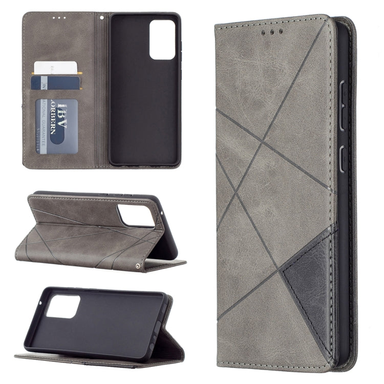 For Samsung Galaxy A72 5G / 4G Prismatic Invisible Magnetic Horizontal Flip Leather Case with Holder & Card Slots & Photo Frame(Grey) - Galaxy Phone Cases by buy2fix | Online Shopping UK | buy2fix