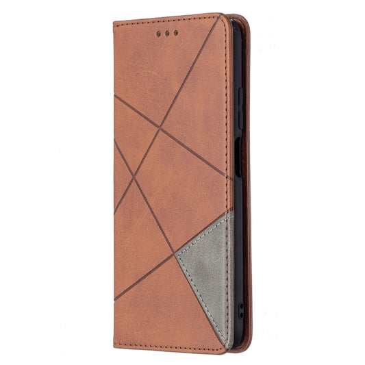 For Xiaomi Poco M3 Prismatic Invisible Magnetic Horizontal Flip Leather Case with Holder & Card Slots & Photo Frame(Brown) by buy2fix