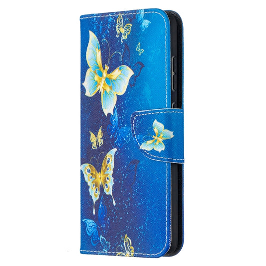 For Samsung Galaxy A52 5G / 4G Colored Drawing Pattern Horizontal Flip Leather Case with Holder & Card Slots & Wallet(Blue Butterfly) by buy2fix