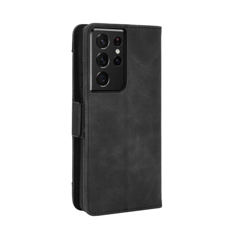For Samsung Galaxy S21 Ultra 5G Skin Feel Calf Pattern Horizontal Flip Leather Case with Holder & Card Slots & Photo Frame(Black) - Galaxy S21 Ultra 5G Cases by buy2fix | Online Shopping UK | buy2fix