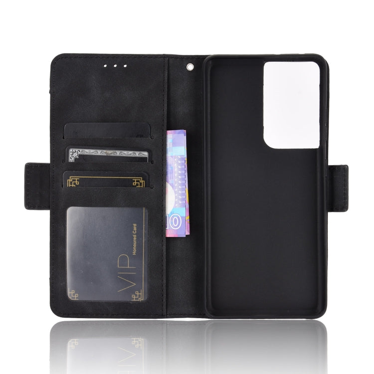 For Samsung Galaxy S21 Ultra 5G Skin Feel Calf Pattern Horizontal Flip Leather Case with Holder & Card Slots & Photo Frame(Black) - Galaxy S21 Ultra 5G Cases by buy2fix | Online Shopping UK | buy2fix