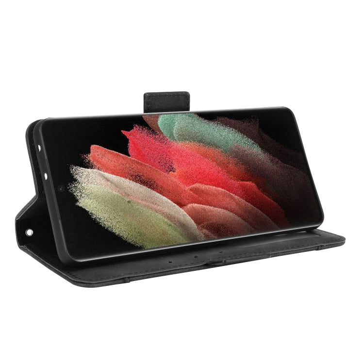 For Samsung Galaxy S21 Ultra 5G Skin Feel Calf Pattern Horizontal Flip Leather Case with Holder & Card Slots & Photo Frame(Black) - Galaxy S21 Ultra 5G Cases by buy2fix | Online Shopping UK | buy2fix