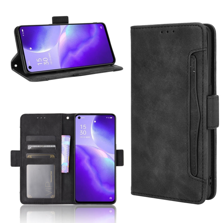 For OPPO Reno5 5G Skin Feel Calf Pattern Horizontal Flip Leather Case with Holder & Card Slots & Photo Frame(Black) - OPPO Cases by buy2fix | Online Shopping UK | buy2fix
