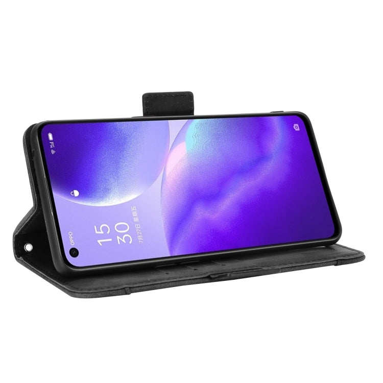 For OPPO Reno5 5G Skin Feel Calf Pattern Horizontal Flip Leather Case with Holder & Card Slots & Photo Frame(Black) - OPPO Cases by buy2fix | Online Shopping UK | buy2fix