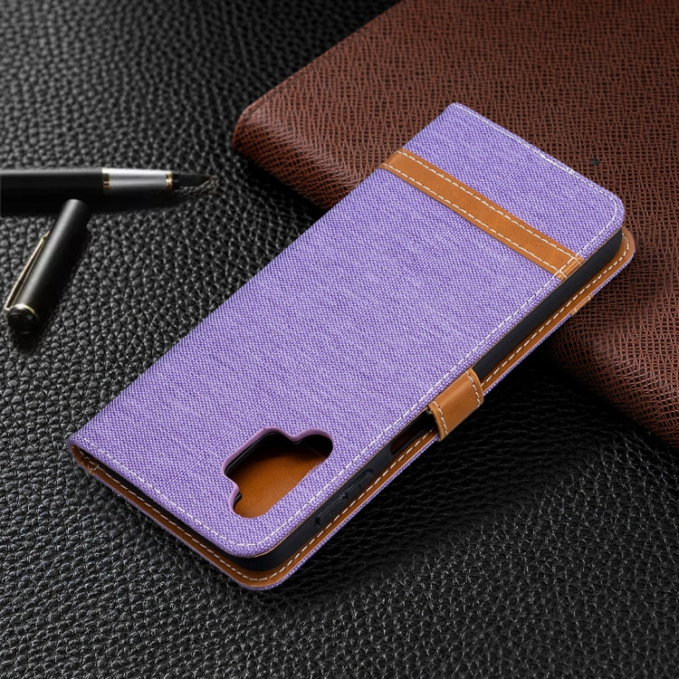 For Samsung Galaxy A32 5G Color Matching Denim Texture Horizontal Flip Leather Case with Holder & Card Slots & Wallet & Lanyard(Purple) by buy2fix