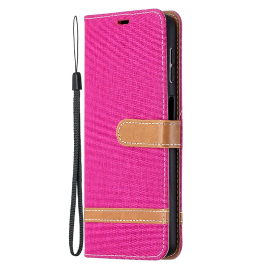 For Samsung Galaxy A32 5G Color Matching Denim Texture Horizontal Flip Leather Case with Holder & Card Slots & Wallet & Lanyard(Rose Red) by buy2fix