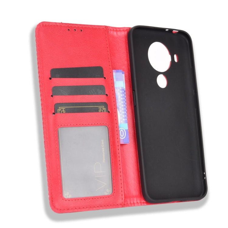 For Nokia 5.4 Magnetic Buckle Retro Crazy Horse Texture Horizontal Flip Leather Case with Holder & Card Slots & Photo Frame(Red) - Nokia Cases by buy2fix | Online Shopping UK | buy2fix