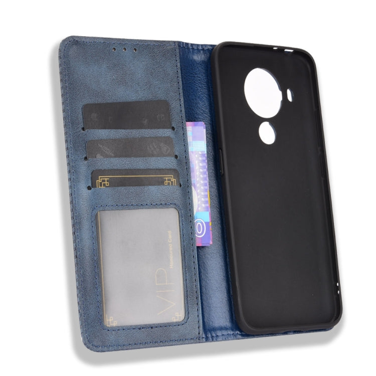 For Nokia 5.4 Magnetic Buckle Retro Crazy Horse Texture Horizontal Flip Leather Case with Holder & Card Slots & Photo Frame(Blue) - Nokia Cases by buy2fix | Online Shopping UK | buy2fix