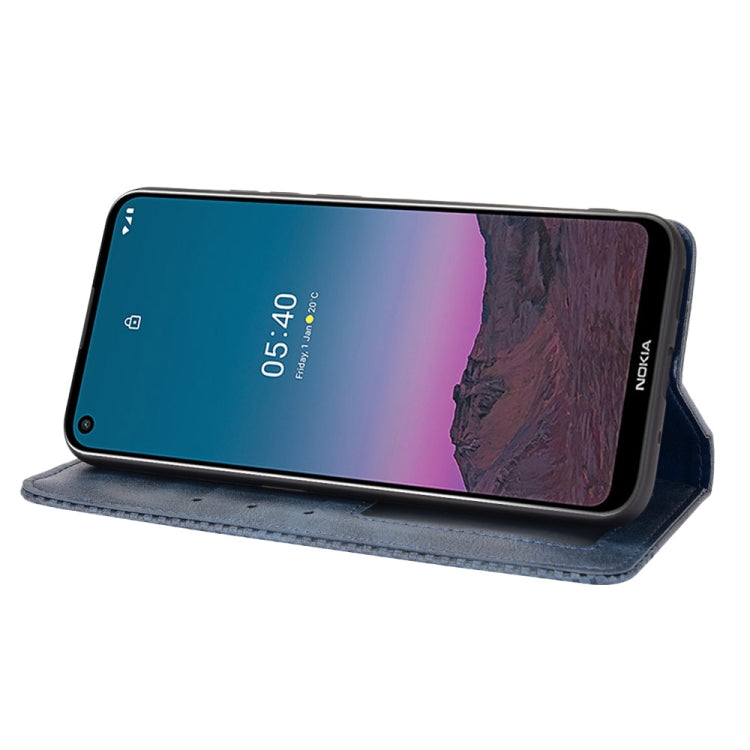 For Nokia 5.4 Magnetic Buckle Retro Crazy Horse Texture Horizontal Flip Leather Case with Holder & Card Slots & Photo Frame(Blue) - Nokia Cases by buy2fix | Online Shopping UK | buy2fix