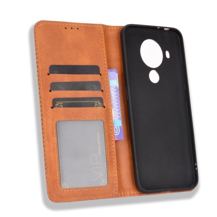 For Nokia 5.4 Magnetic Buckle Retro Crazy Horse Texture Horizontal Flip Leather Case with Holder & Card Slots & Photo Frame(Brown) - Nokia Cases by buy2fix | Online Shopping UK | buy2fix