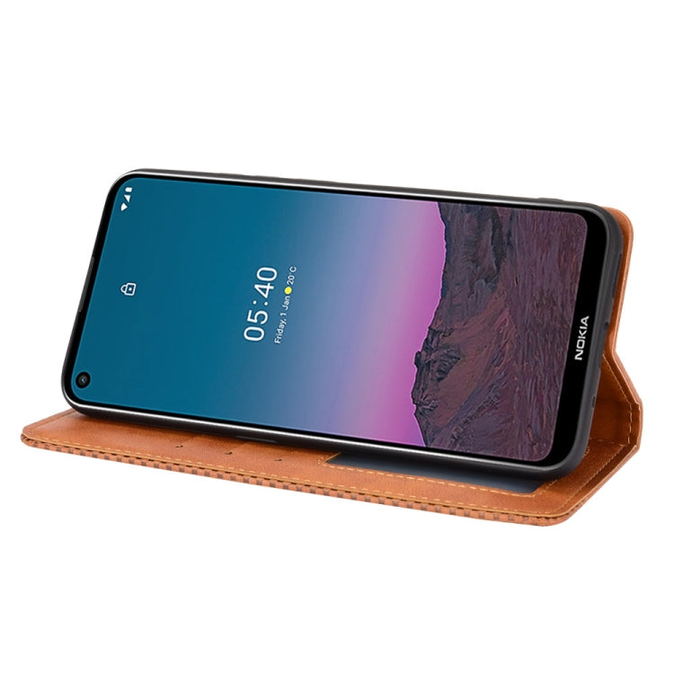 For Nokia 5.4 Magnetic Buckle Retro Crazy Horse Texture Horizontal Flip Leather Case with Holder & Card Slots & Photo Frame(Brown) - Nokia Cases by buy2fix | Online Shopping UK | buy2fix