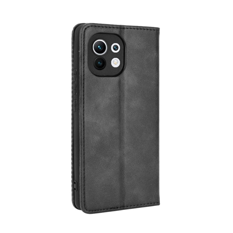 For Xiaomi Mi 11 Magnetic Buckle Retro Crazy Horse Texture Horizontal Flip Leather Case with Holder & Card Slots & Photo Frame(Black) - Xiaomi Cases by buy2fix | Online Shopping UK | buy2fix