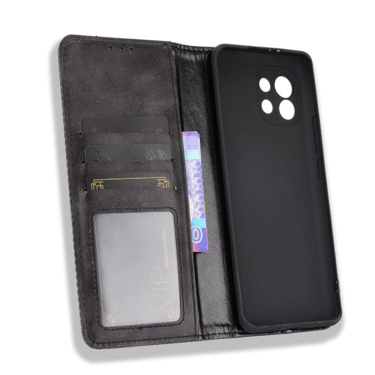 For Xiaomi Mi 11 Magnetic Buckle Retro Crazy Horse Texture Horizontal Flip Leather Case with Holder & Card Slots & Photo Frame(Black) - Xiaomi Cases by buy2fix | Online Shopping UK | buy2fix