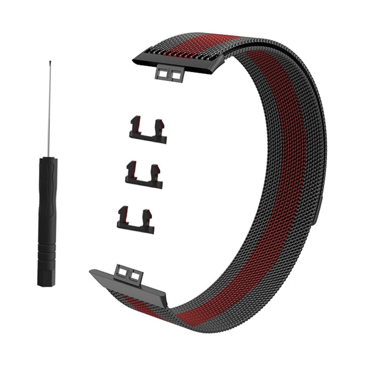 For Huawei Watch Fit Milanese Watch Band(Black Red) - Watch Bands by buy2fix | Online Shopping UK | buy2fix
