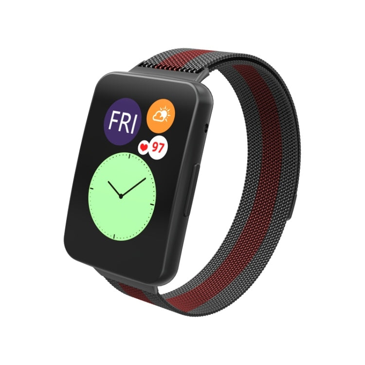 For Huawei Watch Fit Milanese Watch Band(Black Red) - Watch Bands by buy2fix | Online Shopping UK | buy2fix