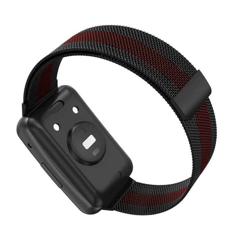 For Huawei Watch Fit Milanese Watch Band(Black Red) - Watch Bands by buy2fix | Online Shopping UK | buy2fix