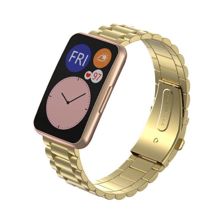 For Huawei Watch Fit Three-beads Metal Watch Band(Gold) - Watch Bands by buy2fix | Online Shopping UK | buy2fix
