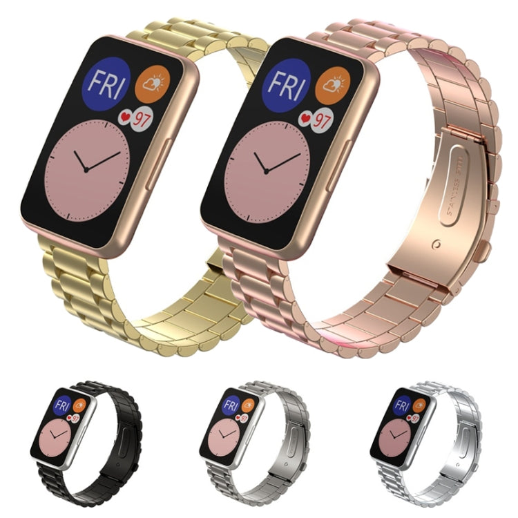 For Huawei Watch Fit Three-beads Metal Watch Band(Rose Gold) by buy2fix