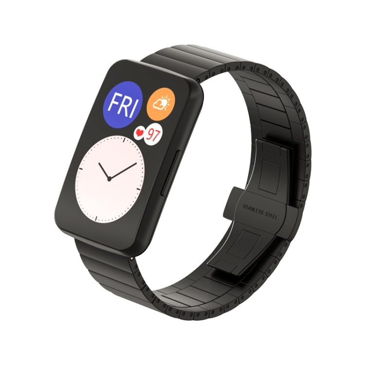 For Huawei Watch Fit Bamboo Joint Metal Watch Band(Black) - Watch Bands by buy2fix | Online Shopping UK | buy2fix
