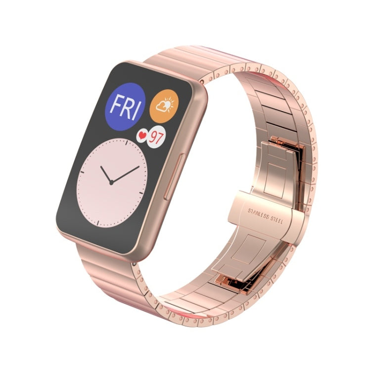 For Huawei Watch Fit Bamboo Joint Metal Watch Band(Rose Gold) - Watch Bands by buy2fix | Online Shopping UK | buy2fix