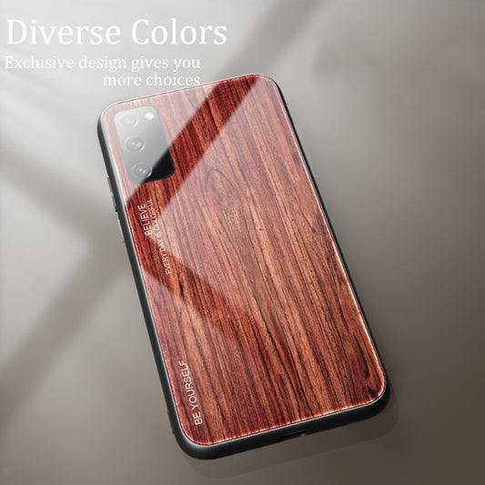 For Samsung Galaxy S20 FE Wood Grain Glass Protective Case(M05) by FIERRE SHANN