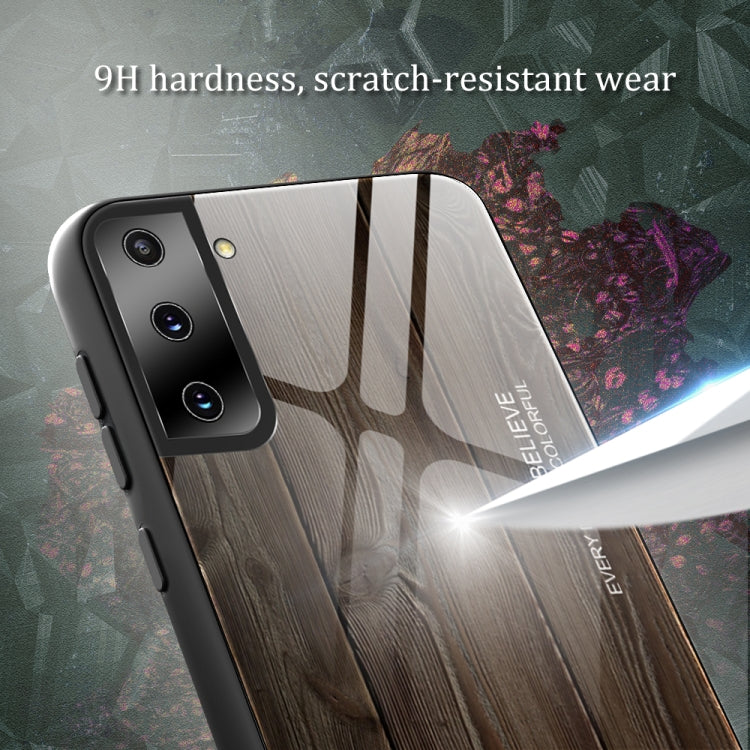 For Samsung Galaxy S21 5G Wood Grain Glass Protective Case(M03) - Galaxy S21 5G Cases by buy2fix | Online Shopping UK | buy2fix