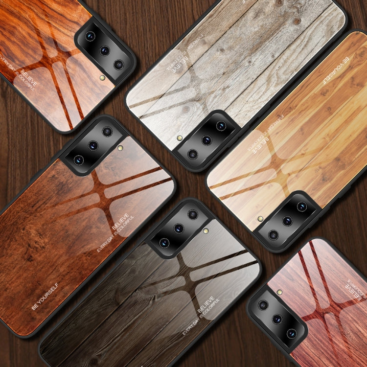 For Samsung Galaxy S21 5G Wood Grain Glass Protective Case(M03) - Galaxy S21 5G Cases by buy2fix | Online Shopping UK | buy2fix