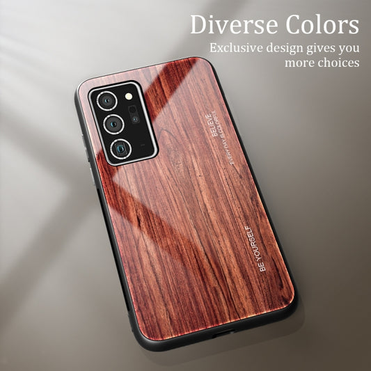 For Samsung Galaxy Note20 Ultra Wood Grain Glass Protective Case(M05) by buy2fix