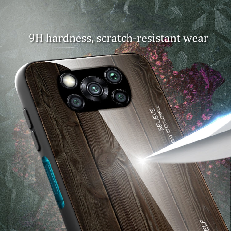 For Xiaomi Poco X3 NFC Wood Grain Glass Protective Case(M01) - Xiaomi Cases by buy2fix | Online Shopping UK | buy2fix