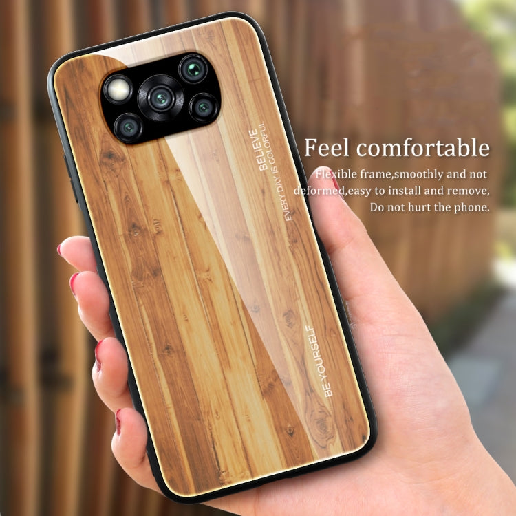 For Xiaomi Poco X3 NFC Wood Grain Glass Protective Case(M02) - Xiaomi Cases by buy2fix | Online Shopping UK | buy2fix