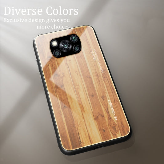 For Xiaomi Poco X3 NFC Wood Grain Glass Protective Case(M03) by buy2fix