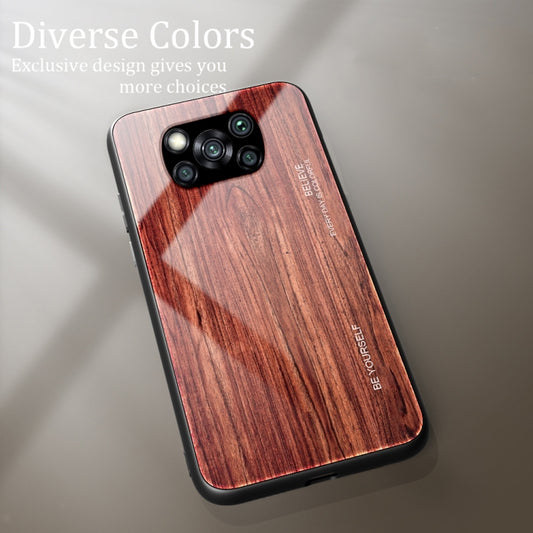For Xiaomi Poco X3 NFC Wood Grain Glass Protective Case(M05) by buy2fix
