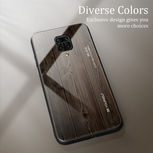 For Xiaomi Redmi Note 9S Wood Grain Glass Protective Case(M01) by buy2fix