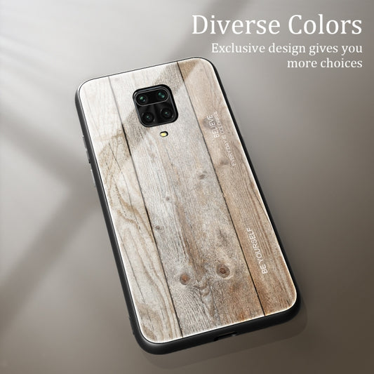 For Xiaomi Redmi Note 9S Wood Grain Glass Protective Case(M04) by buy2fix