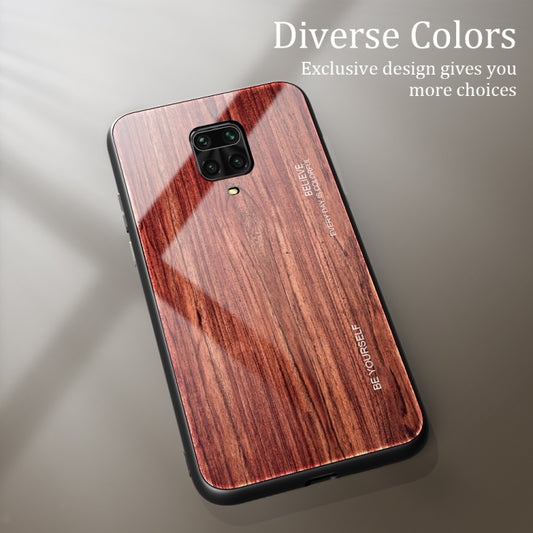 For Xiaomi Redmi Note 9S Wood Grain Glass Protective Case(M05) by buy2fix