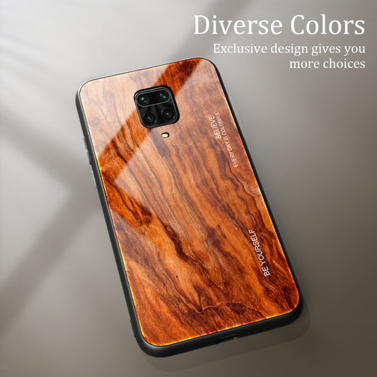 For Xiaomi Redmi Note 9S Wood Grain Glass Protective Case(M06) by buy2fix