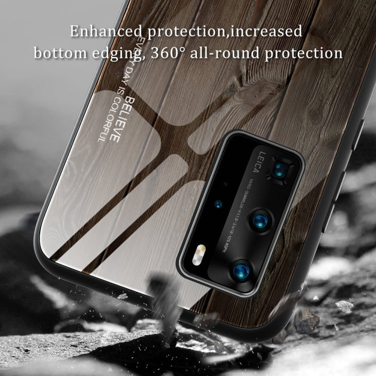 For Huawei P40 Wood Grain Glass Protective Case(M06) - Huawei Cases by buy2fix | Online Shopping UK | buy2fix