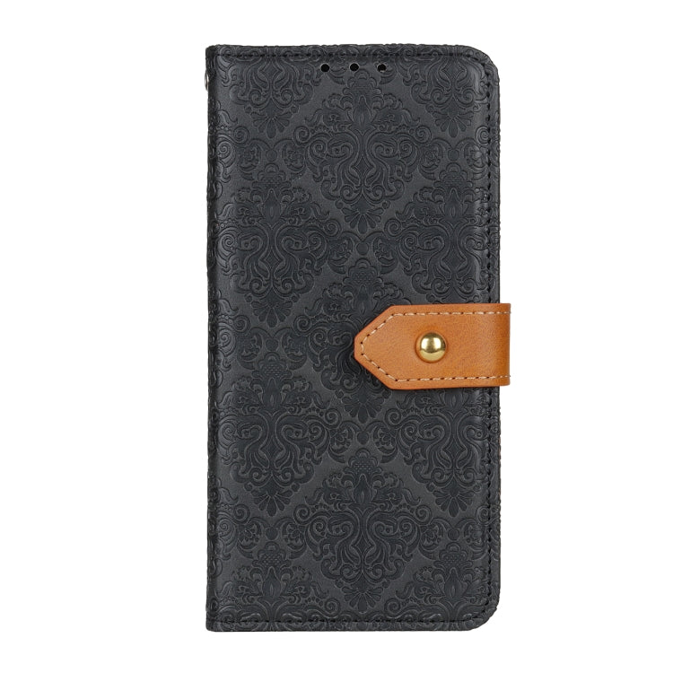 For OPPO Reno5 5G European Floral Embossed Copper Buckle Horizontal Flip PU Leather Case with Holder & Card Slots & Wallet & Photo Frame(Black) - OPPO Cases by buy2fix | Online Shopping UK | buy2fix