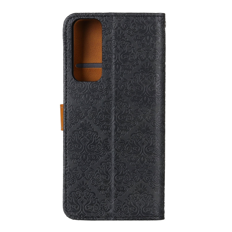 For OPPO Reno5 5G European Floral Embossed Copper Buckle Horizontal Flip PU Leather Case with Holder & Card Slots & Wallet & Photo Frame(Black) - OPPO Cases by buy2fix | Online Shopping UK | buy2fix