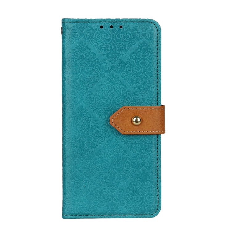 For OPPO Reno5 5G European Floral Embossed Copper Buckle Horizontal Flip PU Leather Case with Holder & Card Slots & Wallet & Photo Frame(Blue) - OPPO Cases by buy2fix | Online Shopping UK | buy2fix