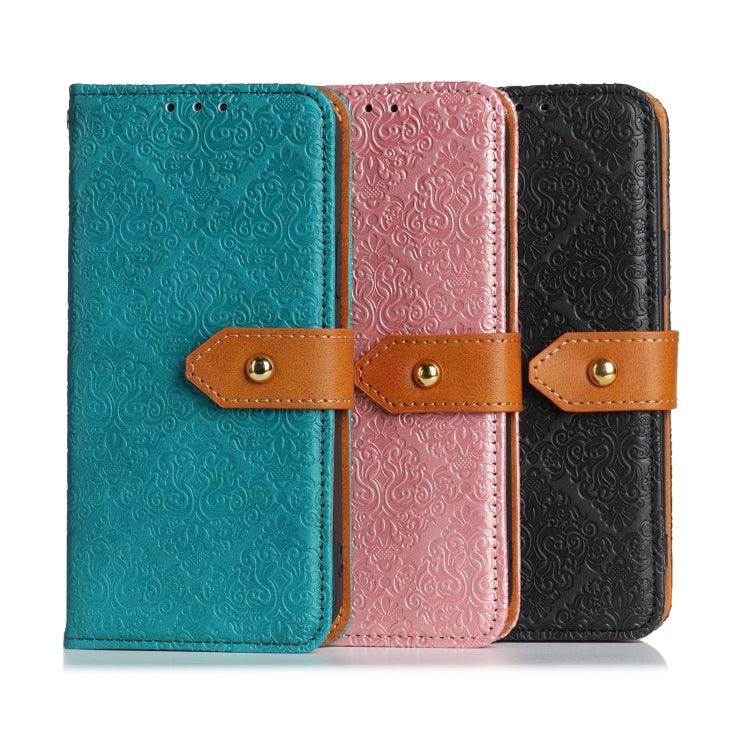 For OPPO Reno5 5G European Floral Embossed Copper Buckle Horizontal Flip PU Leather Case with Holder & Card Slots & Wallet & Photo Frame(Black) - OPPO Cases by buy2fix | Online Shopping UK | buy2fix