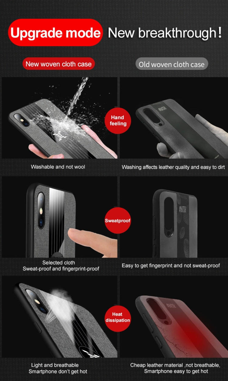 For iPhone XS Max XINLI Stitching Cloth Texture Shockproof TPU Protective Case with Ring Holder(Grey) - More iPhone Cases by XINLI | Online Shopping UK | buy2fix