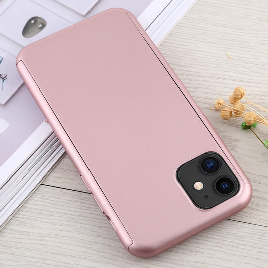 For iPhone 11 Shockproof PC Full Coverage Protective Case with Tempered Glass Film(Rose Gold) by buy2fix