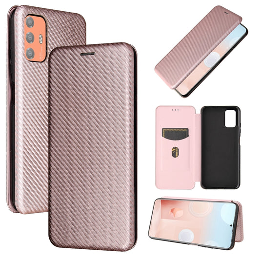 For HTC Desire 21 Pro Carbon Fiber Texture Horizontal Flip TPU + PC + PU Leather Case with Card Slot(Pink) - More Brand by buy2fix | Online Shopping UK | buy2fix